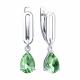 Серебряные серьги Diamant с хризолитом и ювелирным кристаллом