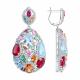 Серебряные серьги Diamant с фианитом и рубиновым корундом