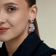Серебряные серьги Diamant с фианитом и рубиновым корундом