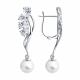 Серебряные серьги Diamant с фианитом и жемчугом