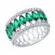 Серебряное кольцо Diamant с ситаллом цвета Изумруд и фианитом