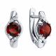 Серебряные серьги Diamant с фианитом и гранатом