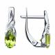 Серебряные серьги Diamant с фианитом и хризолитом