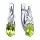 Серебряные серьги Diamant с фианитом и хризолитом