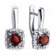Серебряные серьги Diamant с фианитом и гранатом