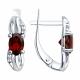 Серебряные серьги Diamant с фианитом и гранатом
