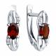 Серебряные серьги Diamant с фианитом и гранатом