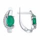 Серебряные серьги Diamant с фианитом и агатом