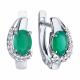 Серебряные серьги Diamant с фианитом и агатом