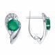 Серебряные серьги Diamant с фианитом и агатом
