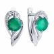 Серебряные серьги Diamant с фианитом и агатом