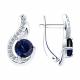 Серебряные серьги Diamant с фианитом и сапфировым корундом
