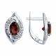 Серебряные серьги Diamant с фианитом и гранатом