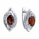 Серебряные серьги Diamant с фианитом и гранатом