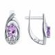 Серебряные серьги Diamant с фианитом и аметистом