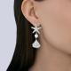 Серебряные серьги Diamant с фианитом и жемчугом