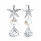 Серебряные серьги Diamant с фианитом и жемчугом
