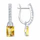 Серебряные серьги Diamant с фианитом и цитрином