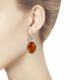 Серебряные серьги Diamant с фианитом и янтарём
