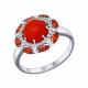 Серебряное кольцо SOKOLOV с фианитом и кораллом