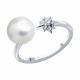 Серебряное кольцо SOKOLOV с фианитом и жемчугом Swarovski