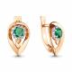 Золотые серьги AQUAMARINE с бриллиантом и изумрудом