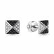 Серьги из белого золота AQUAMARINE с бриллиантом и чёрным бриллиантом