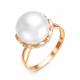 Золотое кольцо КЮЗ Del'ta с фианитом, жемчугом и жемчугом Swarovski