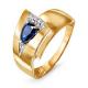 Золотое кольцо КЮЗ Del'ta с бриллиантом и сапфиром