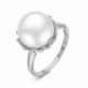 Серебряное кольцо КЮЗ Del'ta с фианитом, жемчугом и жемчугом Swarovski