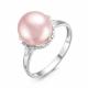 Серебряное кольцо КЮЗ Del'ta с фианитом, жемчугом и жемчугом Swarovski