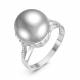 Серебряное кольцо КЮЗ Del'ta с фианитом, жемчугом и жемчугом Swarovski