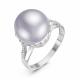 Серебряное кольцо КЮЗ Del'ta с фианитом и жемчугом Swarovski