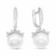 Серебряные серьги КЮЗ Del'ta с фианитом и жемчугом Swarovski