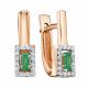 Золотые серьги KABAROVSKY с бриллиантом и изумрудом