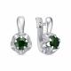 Серебряные серьги KABAROVSKY с фианитом и изумрудом