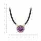  Колье из серебра с чароитом и шнуром лавсаном Серебро 925°