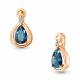Подвеска из золочёного серебра AQUAMARINE с фианитом и Лондон топазом