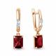 Серьги из золочёного серебра AQUAMARINE с фианитом и гранатом