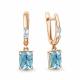 Серьги из золочёного серебра AQUAMARINE с фианитом и турмалином