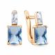 Серьги из золочёного серебра AQUAMARINE с фианитом и турмалином