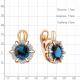 Серьги из золочёного серебра AQUAMARINE с фианитом и Лондон топазом