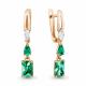 Серьги из золочёного серебра AQUAMARINE с фианитом и гидротермальным изумрудом