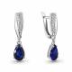 Серебряные серьги AQUAMARINE с фианитом и гидротермальным сапфиром