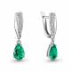Серебряные серьги AQUAMARINE с фианитом и гидротермальным изумрудом