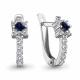 Серебряные серьги AQUAMARINE с фианитом и гидротермальным сапфиром