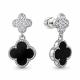Серебряные серьги AQUAMARINE с фианитом и ониксом