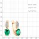 Серьги из золочёного серебра AQUAMARINE с фианитом и гидротермальным изумрудом