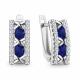 Серебряные серьги AQUAMARINE с фианитом и гидротермальным сапфиром