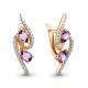 Серьги из золочёного серебра AQUAMARINE с фианитом и аметистом